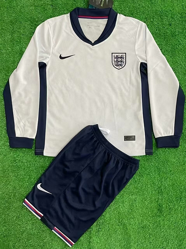 2024 England Home Kids Long Sleeve Soccer Jersey (童装长袖)