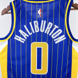 19/20 Indiana Pacers HALIBURTON #0 Blue Zhiwen City Edition Top Quality Hot Pressing NBA Jersey 城市版