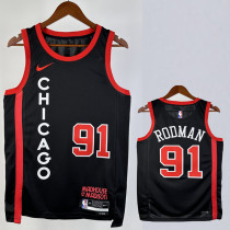 23/24 BULLS RODMAN #91 Black City Edition Top Quality Hot Pressing NBA Jersey