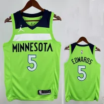 Timberwolves EDWARDS #5 Fluorescent Green Edition Top Quality Hot Pressing NBA Jersey