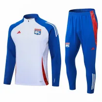 24/25 Lyon White &Blue Half Pull Tracksuit  (白色、半拉链)