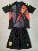 24/25  Spain Black Goalkeeper Kids Soccer Jersey