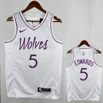 Timberwolves EDWARDS #5 White and Pink Edition Top Quality Hot Pressing NBA Jersey