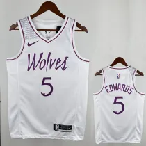 Timberwolves EDWARDS #5 White and Pink Edition Top Quality Hot Pressing NBA Jersey
