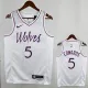Timberwolves EDWARDS #5 White and Pink Edition Top Quality Hot Pressing NBA Jersey