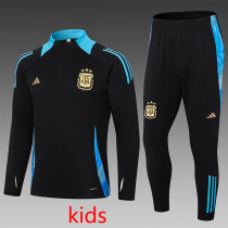 24/25 Argentina Black  Kids  Half Pull Tracksuit  (童装)(半拉链)
