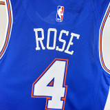 21/22 KNICKS ROSE #4 Blue Top Quality Hot Pressing NBA Jersey (Trapeze Edition) 飞人版