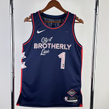 23/24 76ERS HARDEN #1 Dark Blue City Edition Top Quality Hot Pressing NBA Jersey