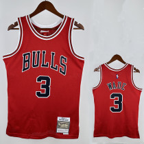 16/17 Bulls Wade Red # 3  Heat Pressed Retro NBA Jersey