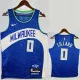 23/24 BUCKS LILLARD #0 Blue City Edition Top Quality Hot Pressing NBA Jersey(V领)