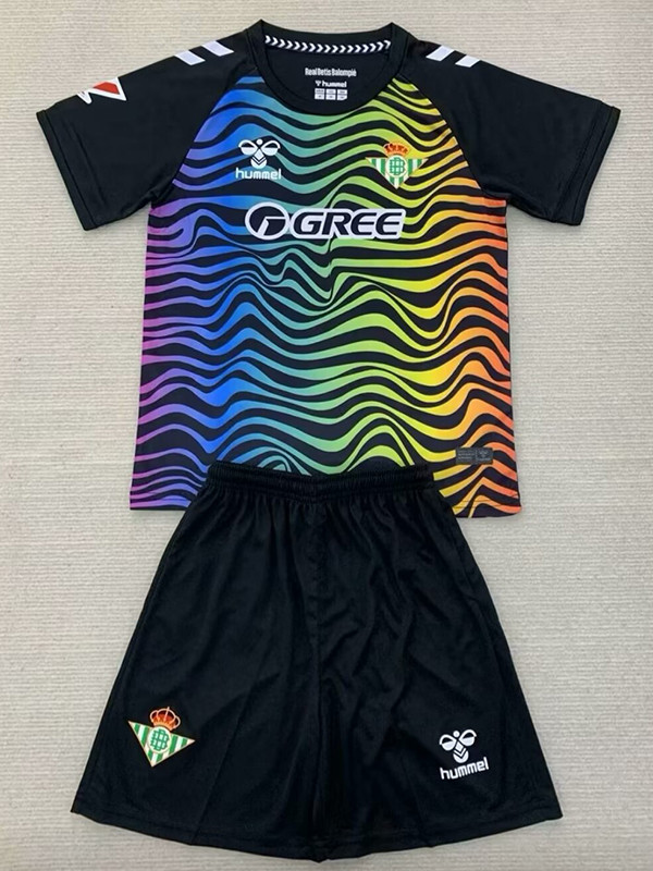 24/25  Real Betis Black Goalkeeper  Kids Soccer Jersey
