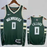 22/23 BUCKS LILLARD #0 Away Green Top Quality Hot Pressing NBA Jersey(V领)