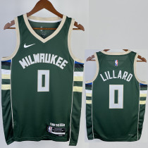 22/23 BUCKS LILLARD #0 Away Green Top Quality Hot Pressing NBA Jersey(V领)