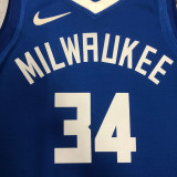 22/23 BUCKS ANTETOKOUNMPO #34 Blue City Edition Top Quality Hot Pressing NBA Jersey