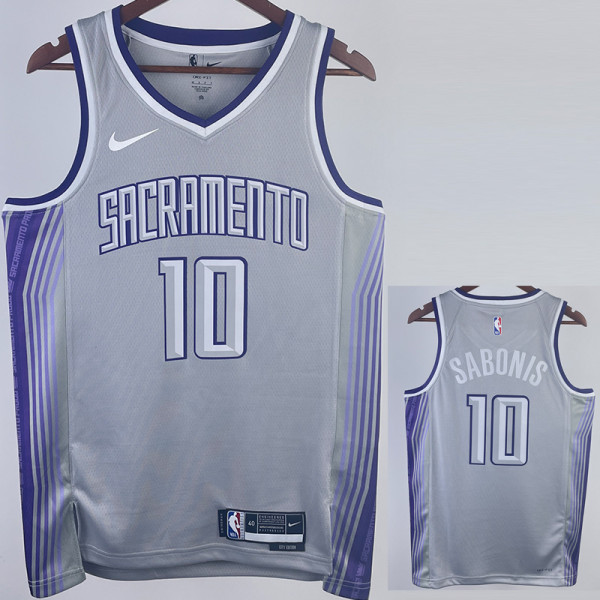 22/23 Kings SABONIS #10 Grey City Edition Top Quality Hot Pressing NBA Jersey