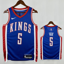 24/25 KINGS FOX #5 City Edition Top Quality Hot Pressing  Retro NBA Jersey