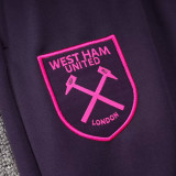 24/25 West Ham Purple Half Pull Tracksuit  (紫色、半拉链)