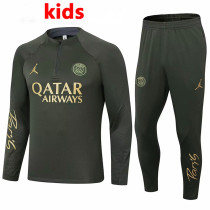 24/25 PSG Military Grass Green Kids Half Pull Tracksuit  (半拉链)(儿童）