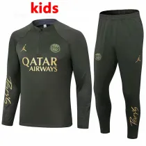 24/25 PSG Military Grass Green Kids Half Pull Tracksuit  (半拉链)(儿童）