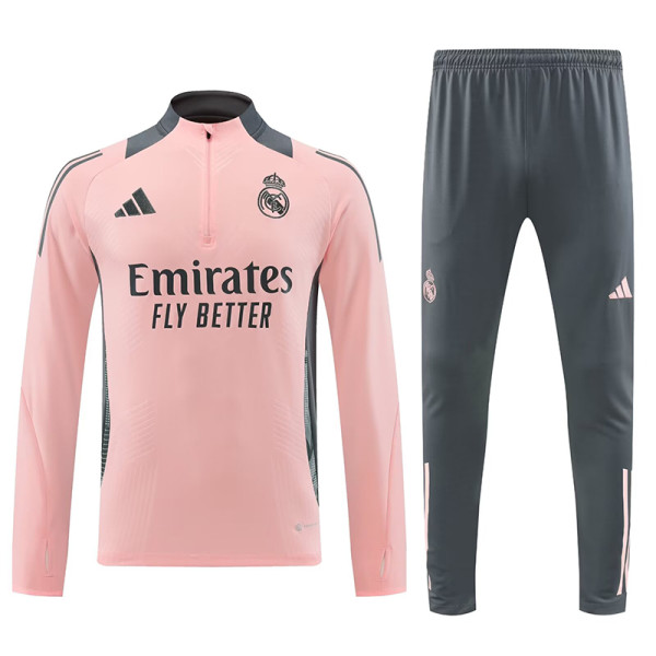 24/25 RMA Pink Player Version Half Pull Tracksuit  (球员版粉色、半拉链)