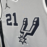 20/21 Sa Spurs DUNCAN #21 Grey Flying Man Edition Top Quality Hot Pressing NBA Jersey（飞人）