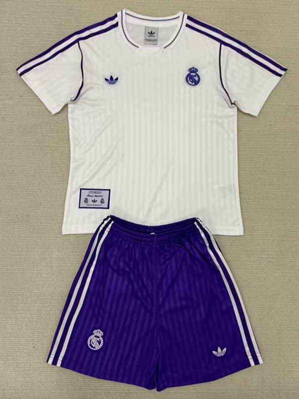 25/26 RMA Retro Edition White  Kids Soccer Jersey