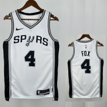 Sa Spurs FOX #4 White Top Quality Hot Pressing NBA Jersey