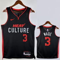 23/24 HEAT WADE #3 Black City Edition Top Quality Hot Pressing NBA Jersey (V领）