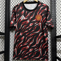 25/26  Man Utd Black Red Wave Training Shirts