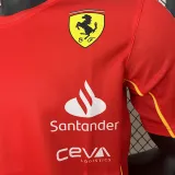 2024 F1 Formula One Ferrari Red Racing Suit (圆领、左肩带DX广告)