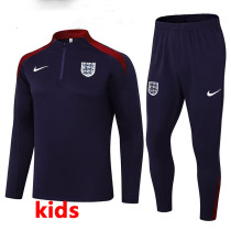 24/25  England Blue Purple Kids Half Pull Tracksuit  (半拉链)(儿童）