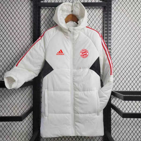 23/24 Bayern White Hooded Cotton Coat Red Edge (红色边) 棉衣