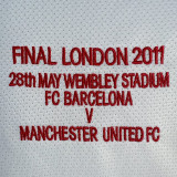 2010/2011 Man Utd Away  Long Sleeve Retro Soccer Jersey (欧冠版\胸前字)