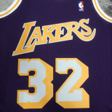 1984/1985 LAKERS JOHNSON #32 Purple Retro Top Quality Hot Pressing NBA Jersey(圆领）