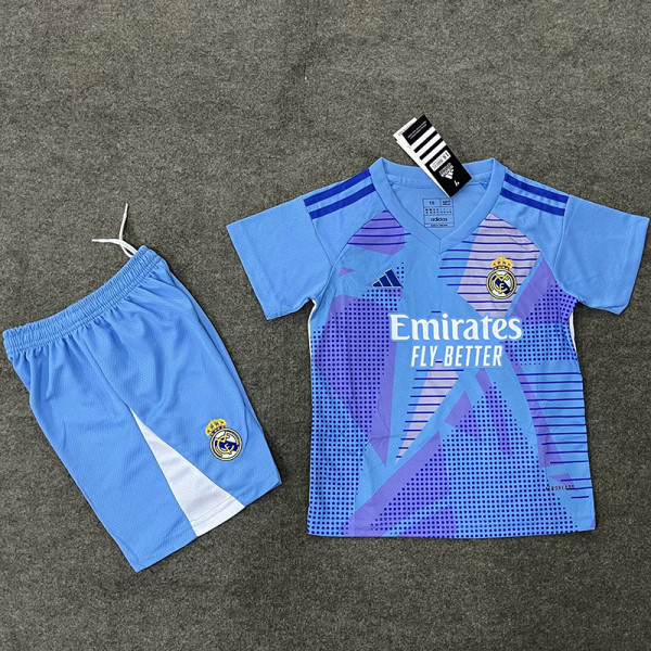 24/25 RMA Ske Blue Goalkeeper Kids Soccer Jersey