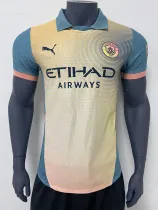 24/25 Man City Yellow Blue Special Edition Version Soccer Jersey