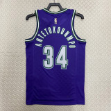22/23 BUCKS ANTETOKOUNMPO #34 Purple Top Quality Hot Pressing NBA Jersey (Retro Logo)