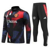 24/25 Man Utd Red Blue Black Puzzle Half Pull Tracksuit  (半拉链)