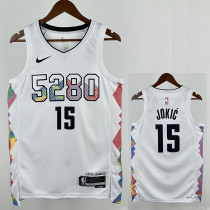 24/25 Nuggets JOKIC' #15 White City Edition Top Quality Hot Pressing NBA Jersey