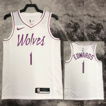 18/19 Timberwolves EDWARDS #1 White Retro Top Quality Hot Pressing NBA Jersey