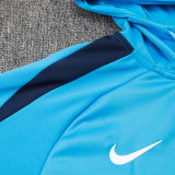 24/25 Man City SKY Blue Hooded  Half Pull Tracksuit(Add Fluff)  (半拉链、加绒F606)