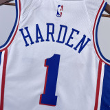 22/23 76ERS HARDEN #1 White Top Quality Hot Pressing NBA Jersey