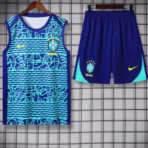 24/25  Brazil White Blue WaveTank top and shorts suit