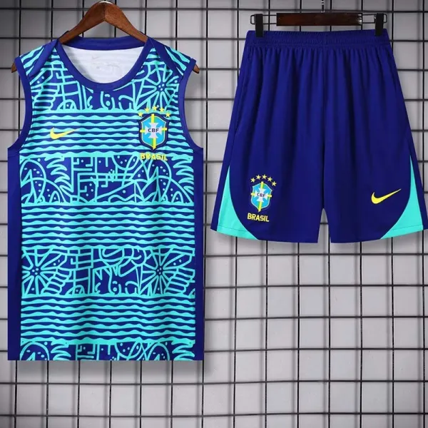 24/25  Brazil White Blue WaveTank top and shorts suit