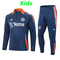 24/25 Man Utd Sapphire Blue Kids  Half Pull Tracksuit  (儿童、半拉链)