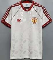 1991/1992 Man Utd Away White Retro Soccer Jersey