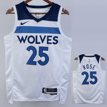22/23 Timberwolves ROSE #25 White Top Quality Hot Pressing NBA Jersey