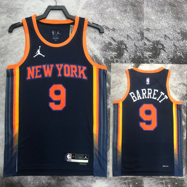 22/23 KNICKS BARRETT #9 Black Top Quality Hot Pressing NBA Jersey (Trapeze Edition) 飞人版