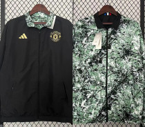 2024 Man Utd Black& White Green Double sided Windbreaker (双面风衣)