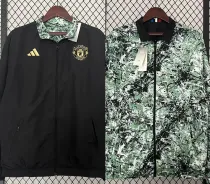 2024 Man Utd Black& White Green Double sided Windbreaker (双面风衣)